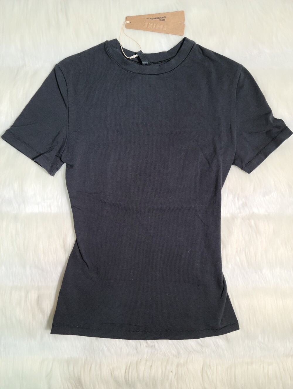 SKIMS Cotton Jersey T-shirt Black Soot Women XS NEW